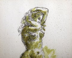 Standing Nude, Modern Watercolor and Ink Painting by Charles Burdick