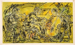 Trío de cuerdas, pintura moderna en tinta y acuarela de Charles Burdick