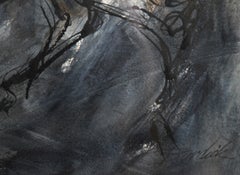 Jinete, pintura moderna de tinta y acrílico sobre papel de Charles Burdick