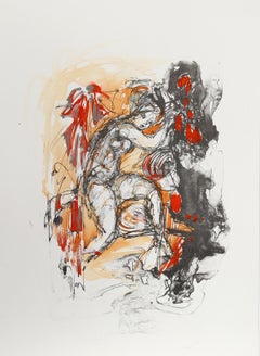 Ohne Titel - Aktporträt 2, Moderne Aquarellmalerei von Madeleine Scellier