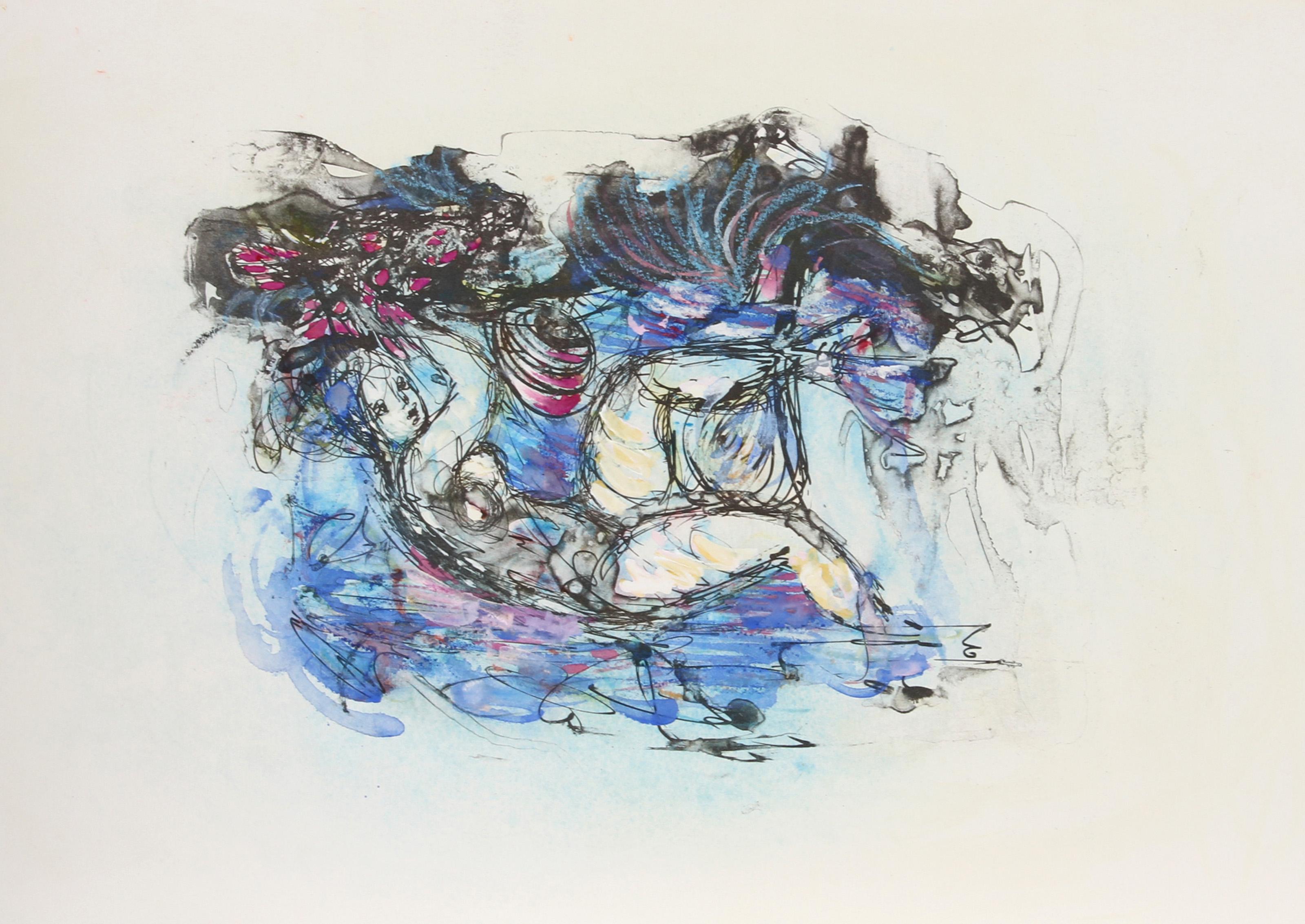 Madeleine Scellier, Französin (1918 - ) - Ohne Titel - Aktbildnis 1, Jahr:  ca. 1970, Medium:  Aquarell, Größe:  15 Zoll x 22 Zoll (38,1 cm x 55,88 cm)