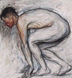 Aktstudie II, moderne Pastellzeichnung auf Papier von Rod Judkins