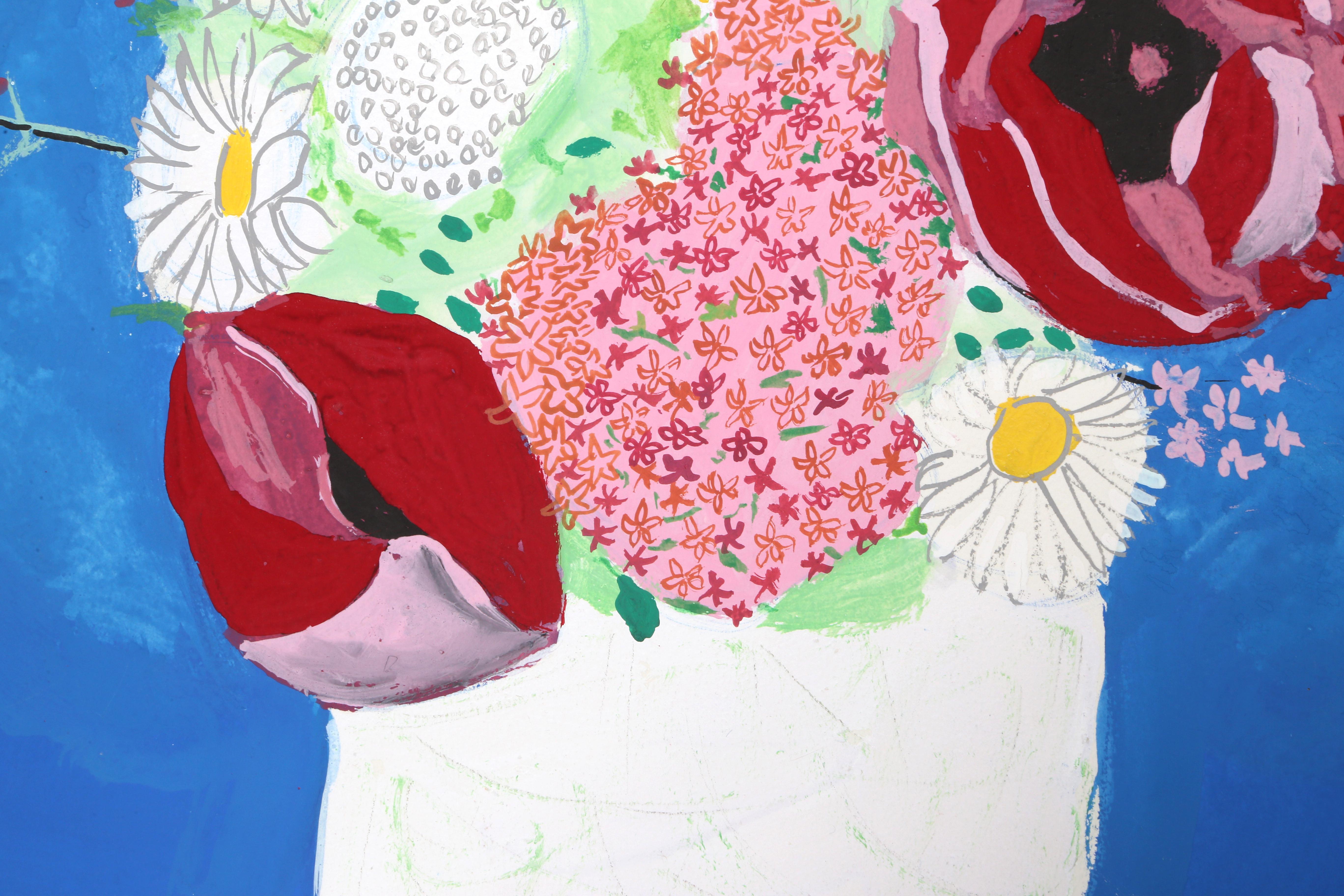 Pot de fleurs, tempera moderne sur papier de Biagio Civale en vente 1