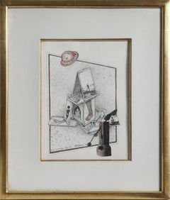 Anatomy Lesson, Surrealist Ink and Collage Composition by Rita Simon