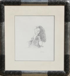 Woman in Lace, Photorealistic Signed Pencil Drawing On Paper by Douglas Hofmann