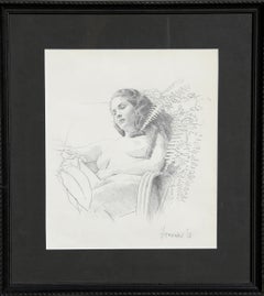 «Beverly con helechos», dibujo a lápiz fotorrealista y firmado por Douglas Hofmann