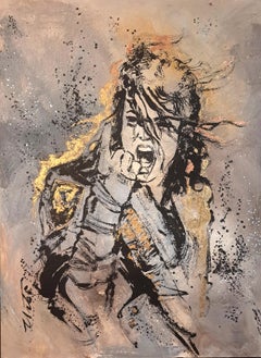„MJ in Concert“, signierte Mischtechnik-Zeichnung von Nate Giorgio