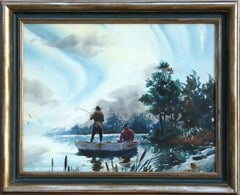 Fishermen, Double-Sided Signed Impressionist Watercolor by John Pike