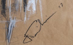 Long Coat Fashion Sketch, Signed Pastel Fashion Illustration by Fausto Sarli