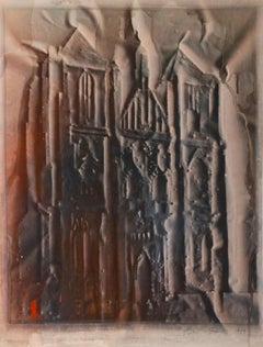 Cathedral, Signed Surrealist Drawing with Wash by Peter Paul