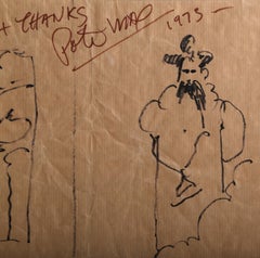 Sketch of Man and Woman, Original Signed and Dedicated Drawing by Peter Max