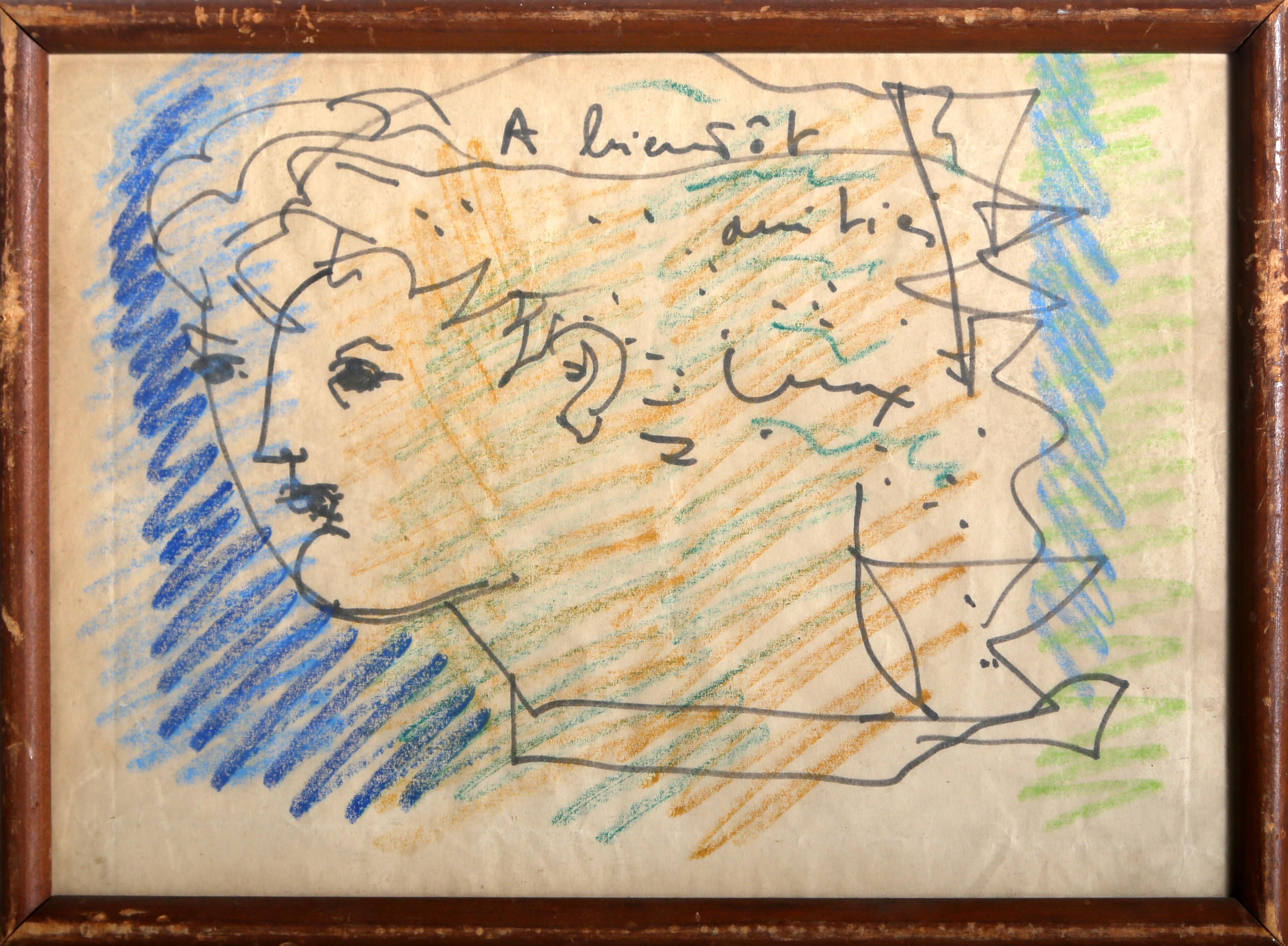 Boceto de un retrato de Max Papart, francés (1911-1994)
Fecha: hacia 1960
Pasteles y rotulador sobre papel, firmado «A bientôt, amities, Max»
Tamaño: 20,32 x 27,94 cm (8 x 11 pulg.)