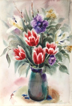 Vintage Flowers, Watercolor by Eve Nethercott