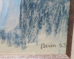 Seated Nude, Modern Pastel Drawing on Paper by Ben Benn