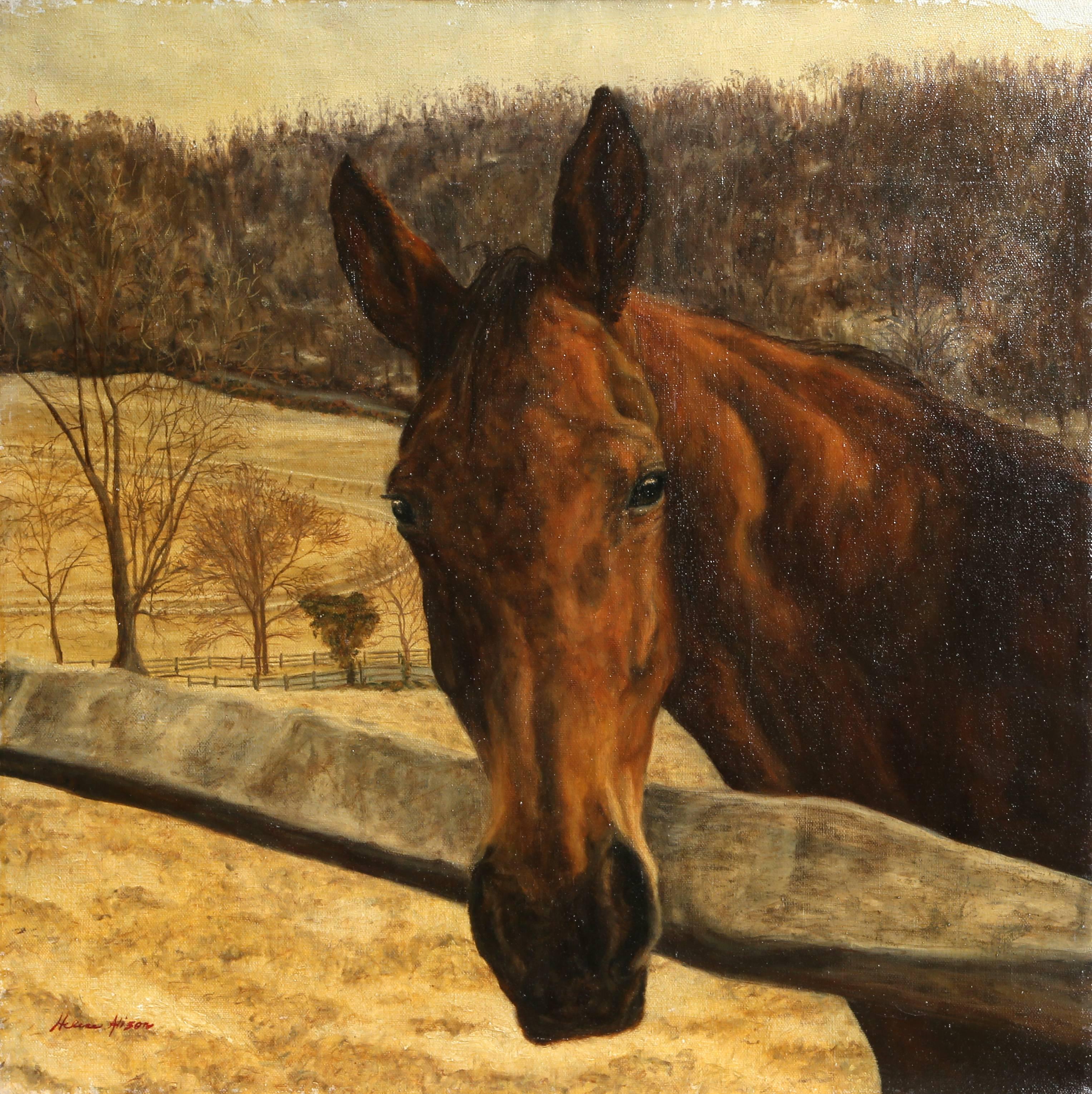 Battlesea, the T-More Mare, Horse Painting by Helene Alison