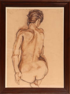 Signed Nude Pastel Drawing by Gerald Fairclough