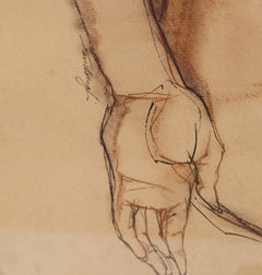 Back of Nude, Signed Pastel Drawing by Gerald Fairclough