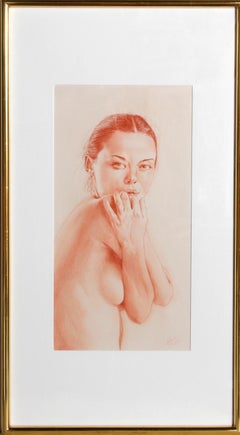 Silvia, Nude Photorealist Drawing by Gianfranco Fusari