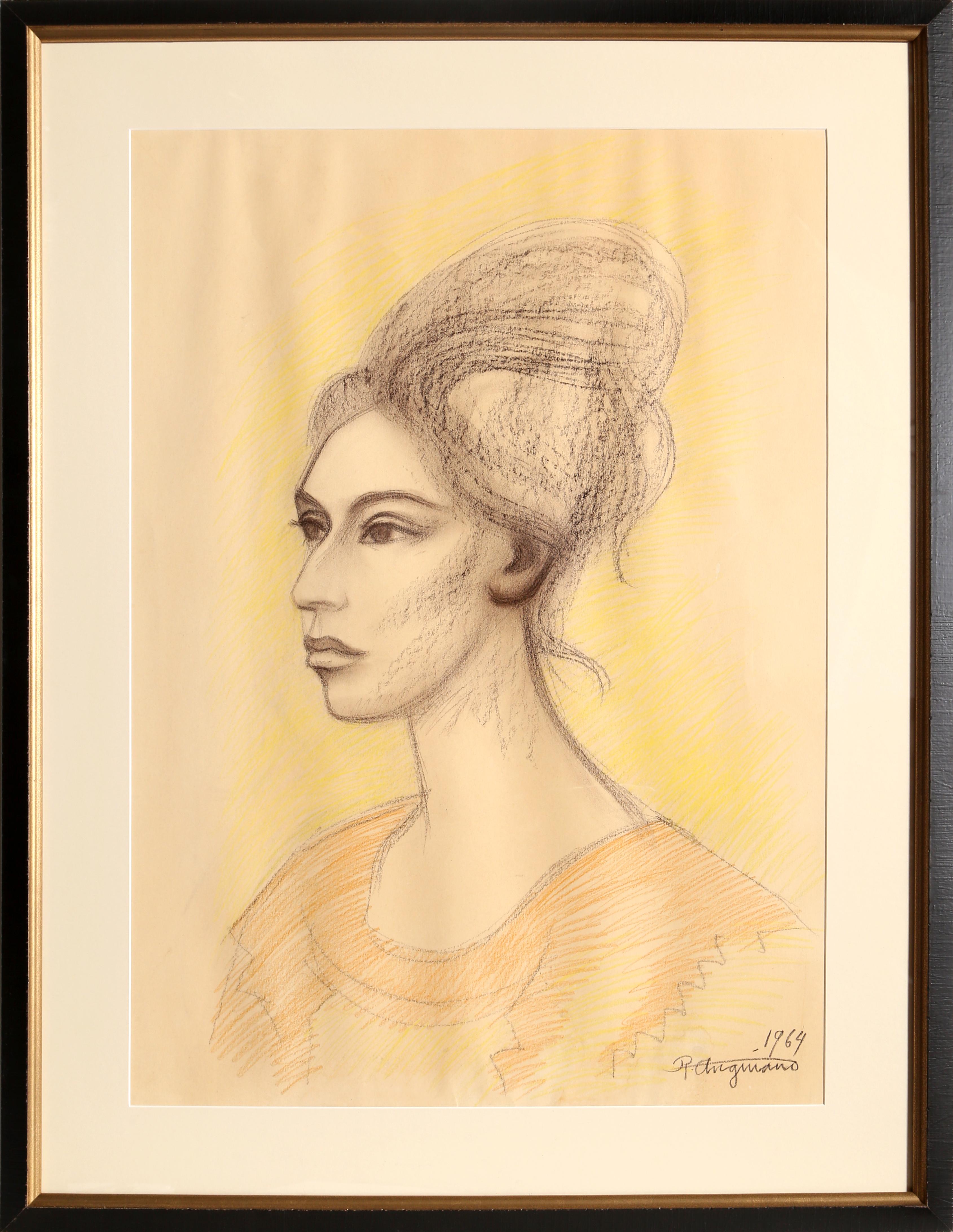 Juchiteca, 1964 Portrait Drawing by Raul Anguiano