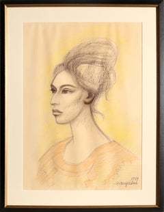 Juchiteca, 1964 Portrait Drawing by Raul Anguiano