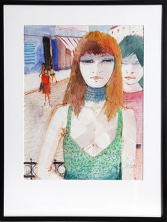 Red Head, Watercolor Painting by Charles Levier