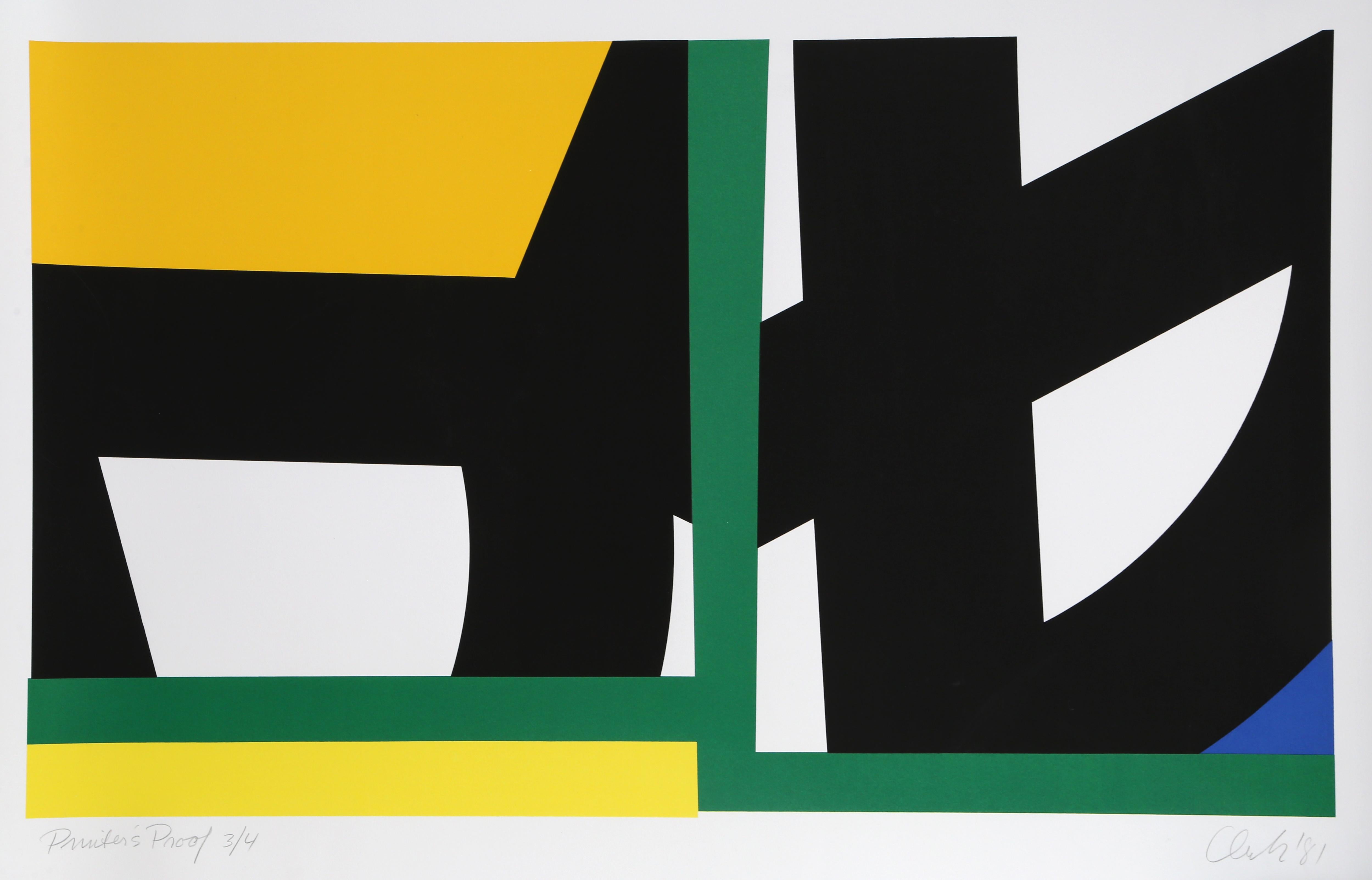 Artist: Pierre Clerk, American (1928 - )
Title: Yellow Green
Year: 1981
Medium: Silkscreen on BFK Rives, signed and numbered in pencil
Edition: PP 3/4
Image Size: 23 x 37 inches
Size: 31 x 44 in. (78.74 x 111.76 cm)