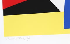 Yellow, Geometric Abstract Silkscreen by Pierre Clerk 1981