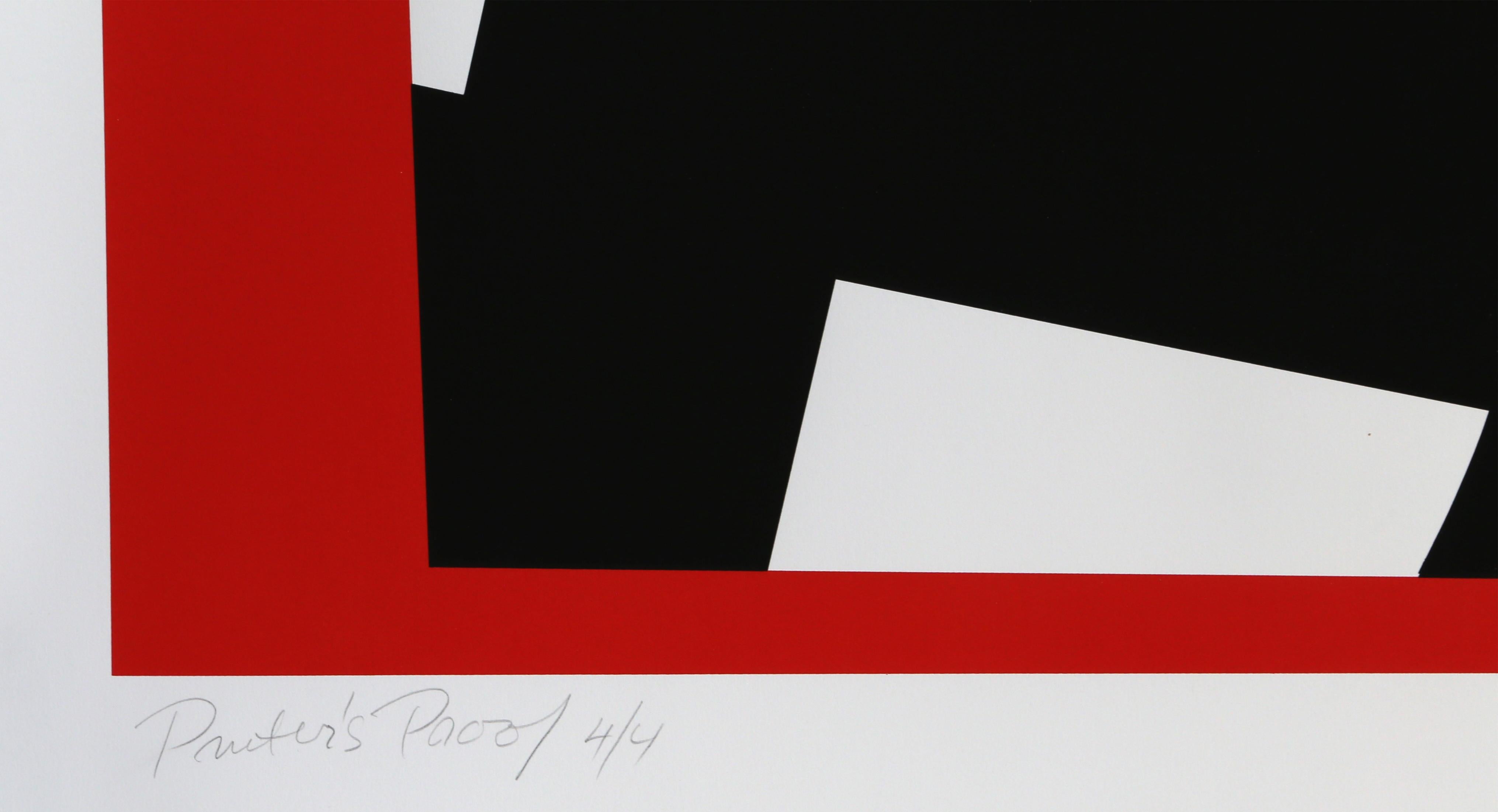 Red, Geometric Abstract Silkscreen by Pierre Clerk 1981 For Sale 1