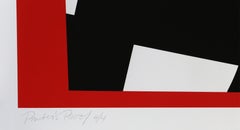 Red, Geometric Abstract Screenprint by Pierre Clerk 1981