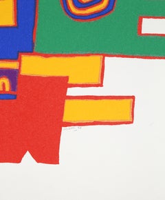 Robot Map, Red Colorful Abstract Psychedelic Screenprint by Jacques Soisson