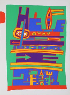 Retro Nord Ouest Psychedelic Silkscreen by Jacques Soisson