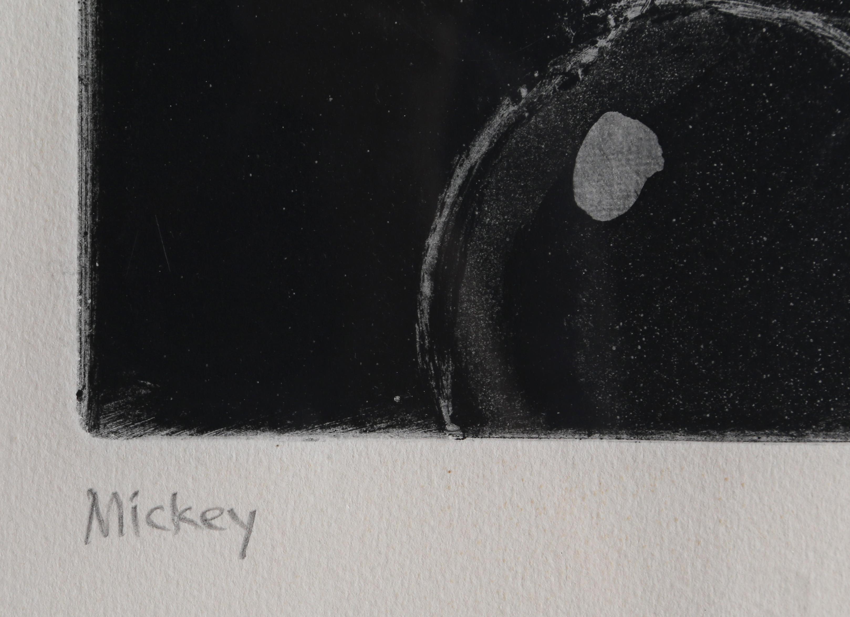 Artist: Bernard Greenwald, American (1941 -  )
Title: Mickey Mouse #2
Year: circa 1990
Medium: Etching, Signed and titled in pencil
Image Size: 17.5 x 12 inches
Frame: 32 x 24 inches