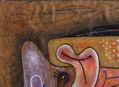 Modernist Surreal Drawing by Seymour Zayon 1955