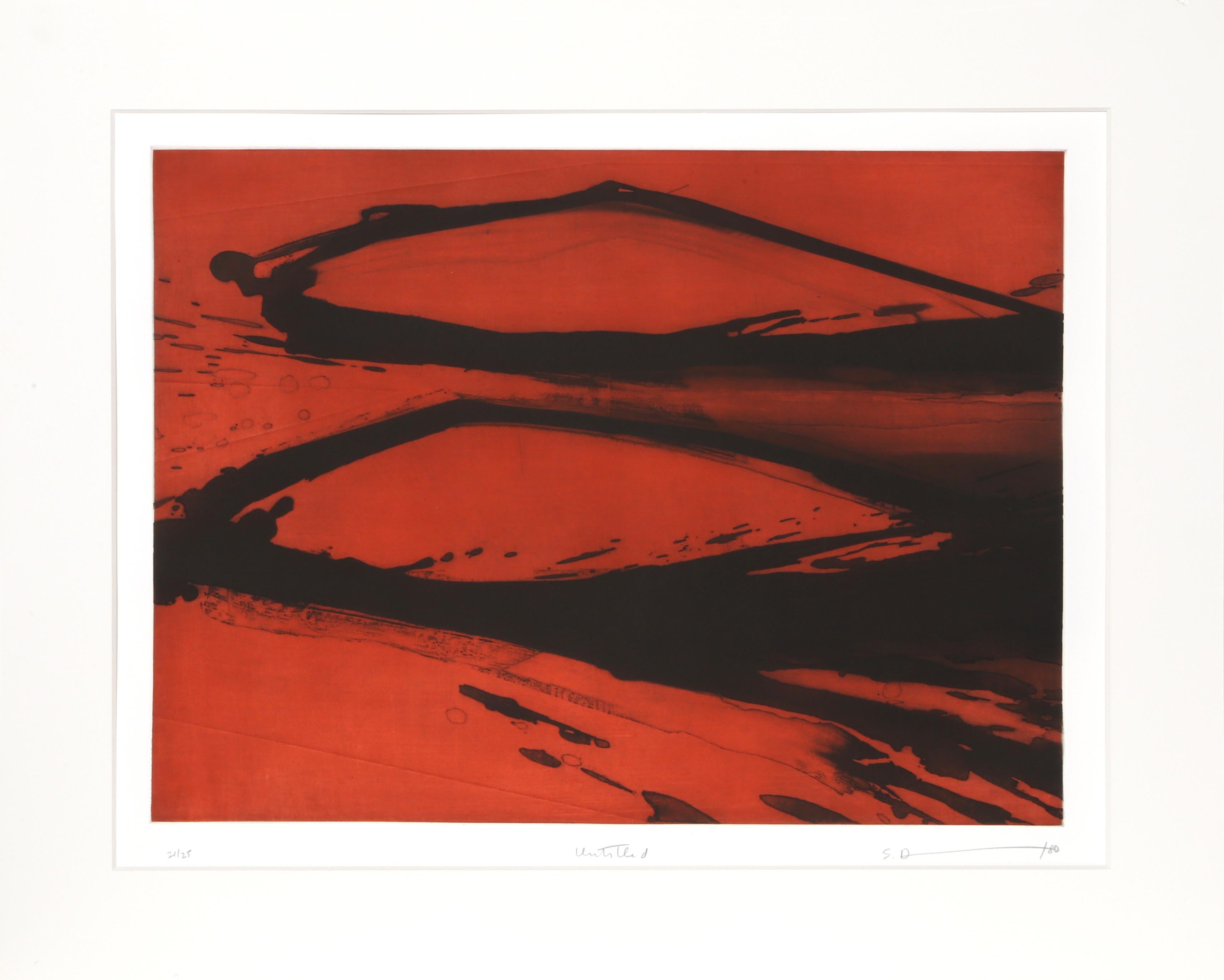 Paire de gravures à l'aquatinte abstraites de Sydney Drum 1980 en vente 1