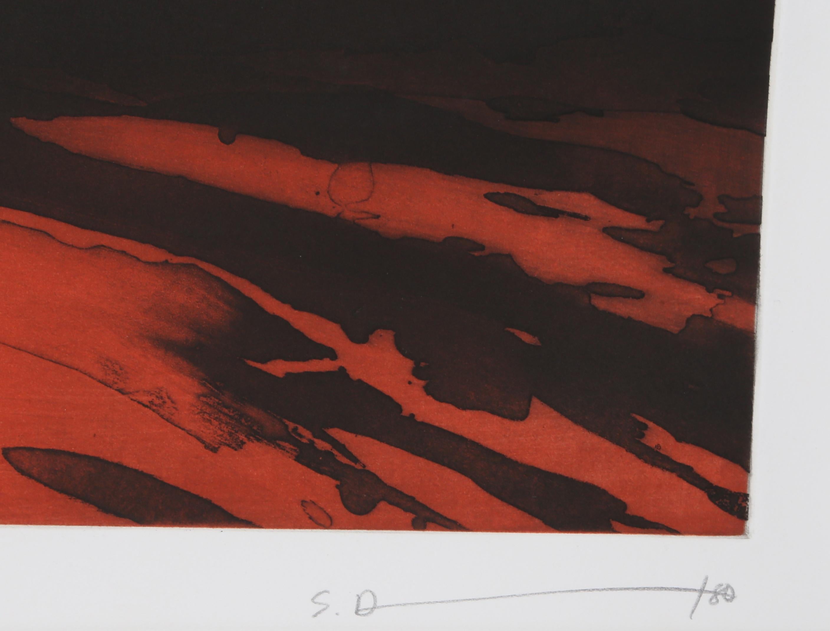 Paire de gravures à l'aquatinte abstraites de Sydney Drum 1980 en vente 5
