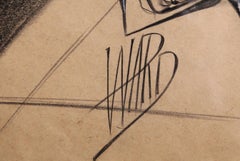 Gawkers, Original Conte Crayon and Watercolor Illustration by Bill Ward