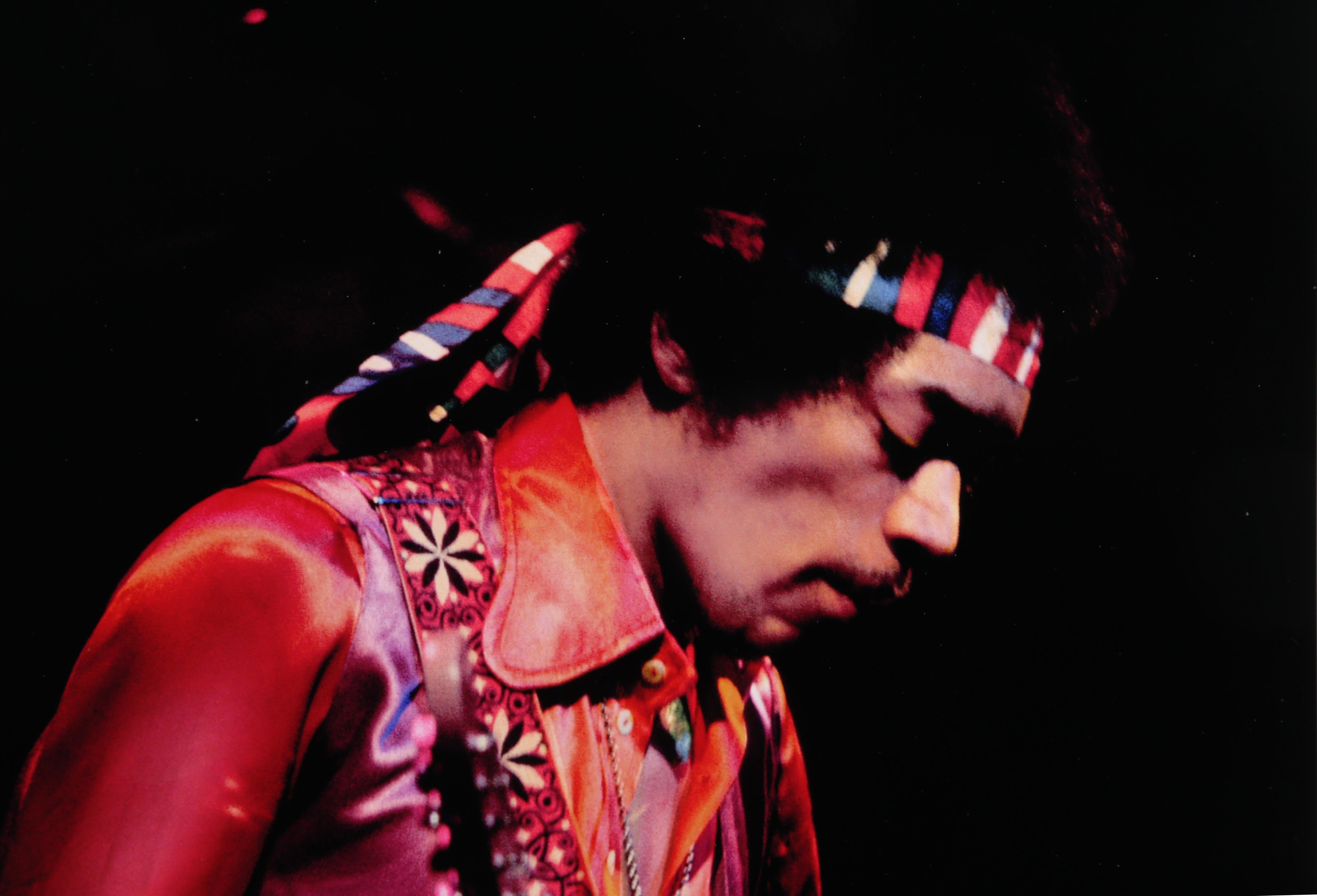 Jimi Hendrix, The Fillmore East First Show 12/31/69 - Black Portrait Photograph by Alan Herr