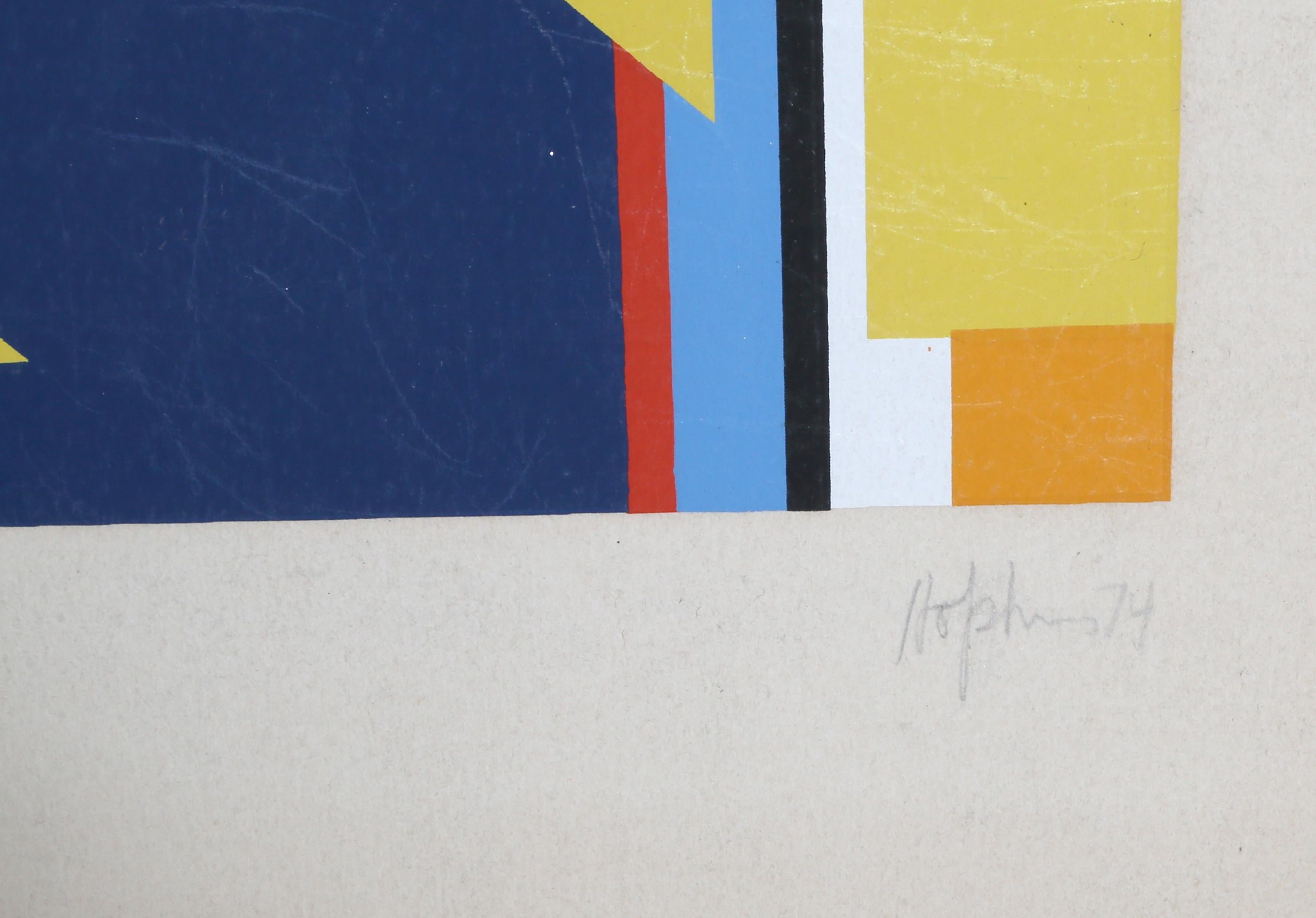 Libra - Yellow Abstract Print by Budd Hopkins