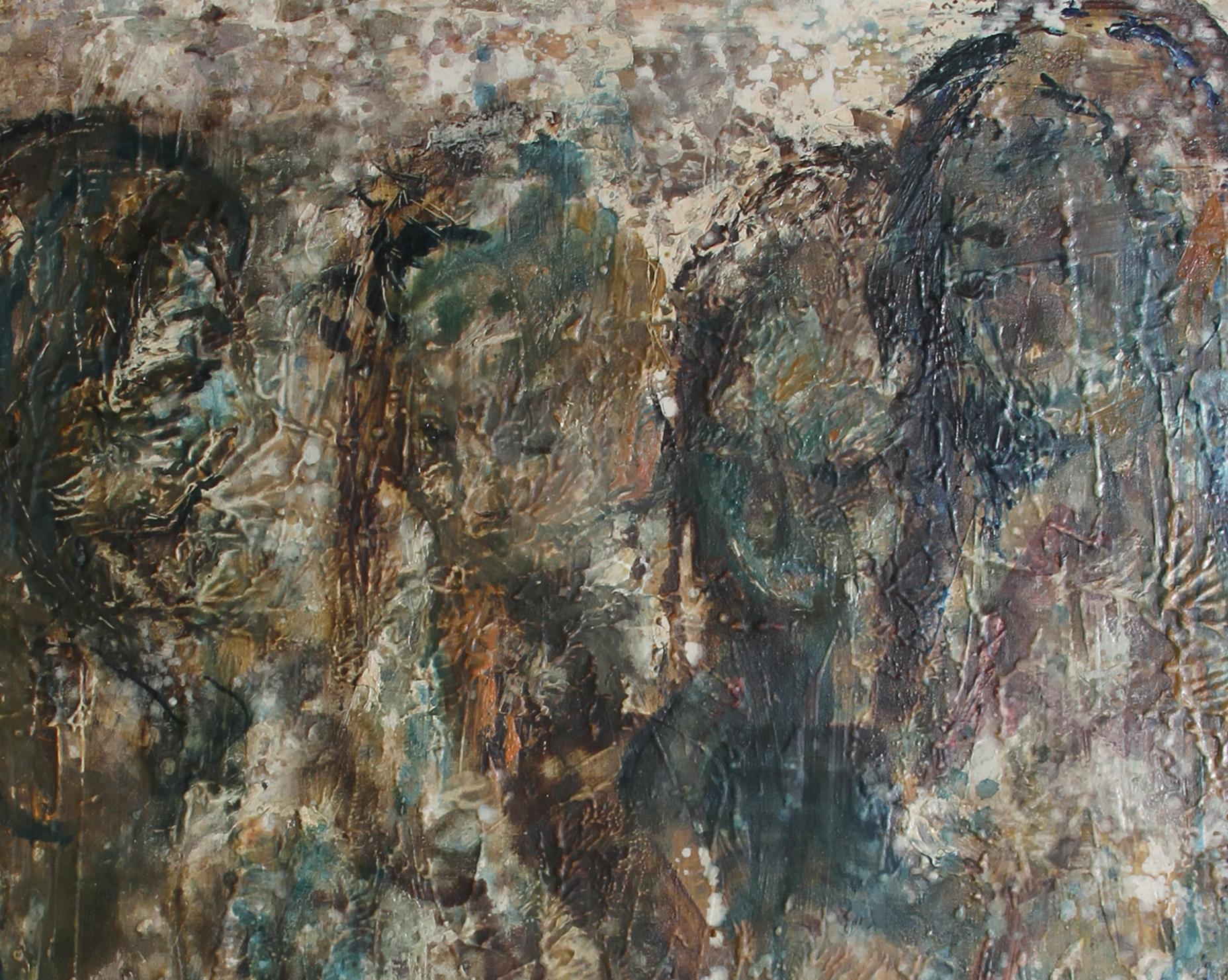 Quatre figures abstraites, peinture à l'huile de John Uht en vente 3