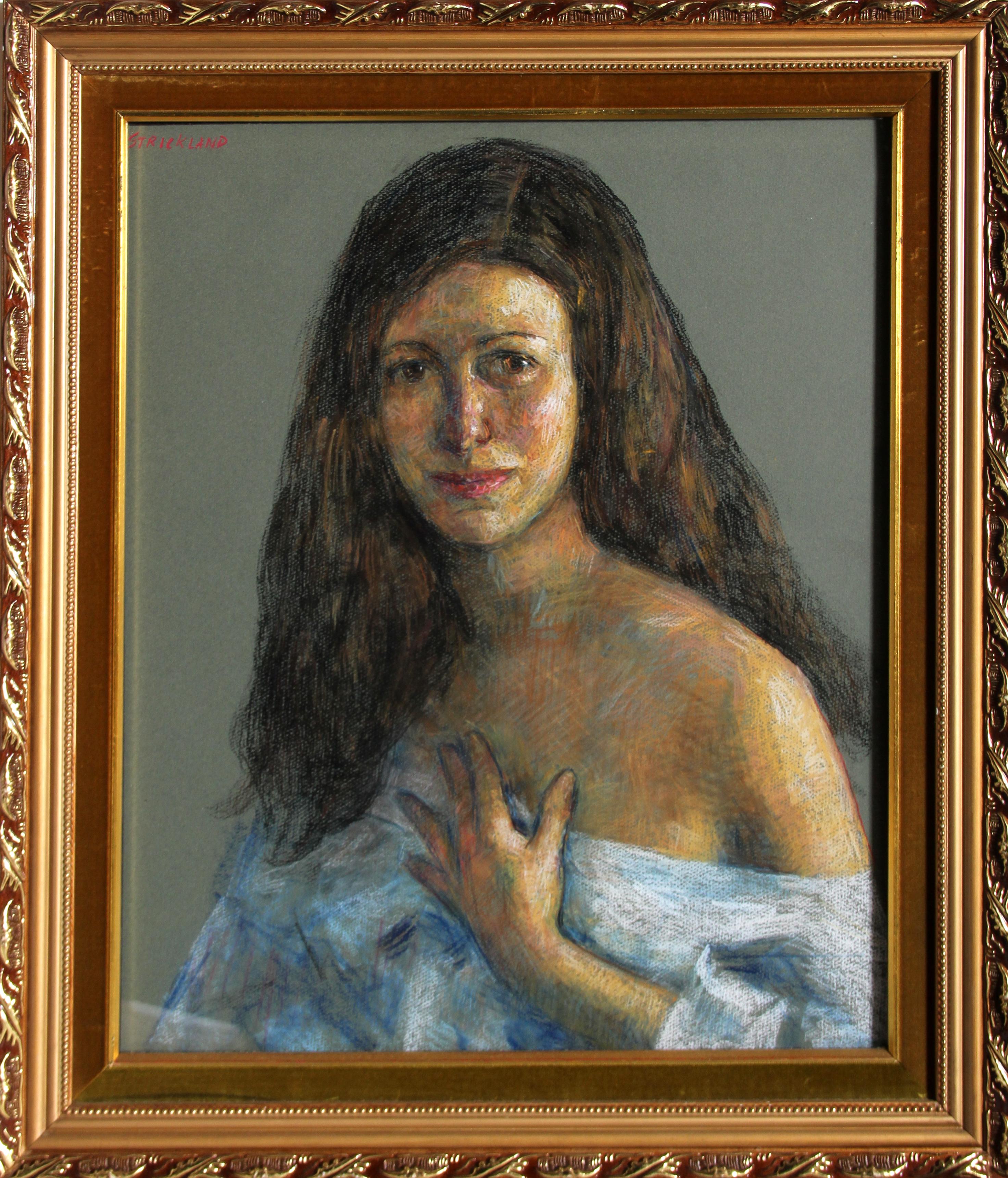 Woman in Blue, Pastel by Thomas Strickland