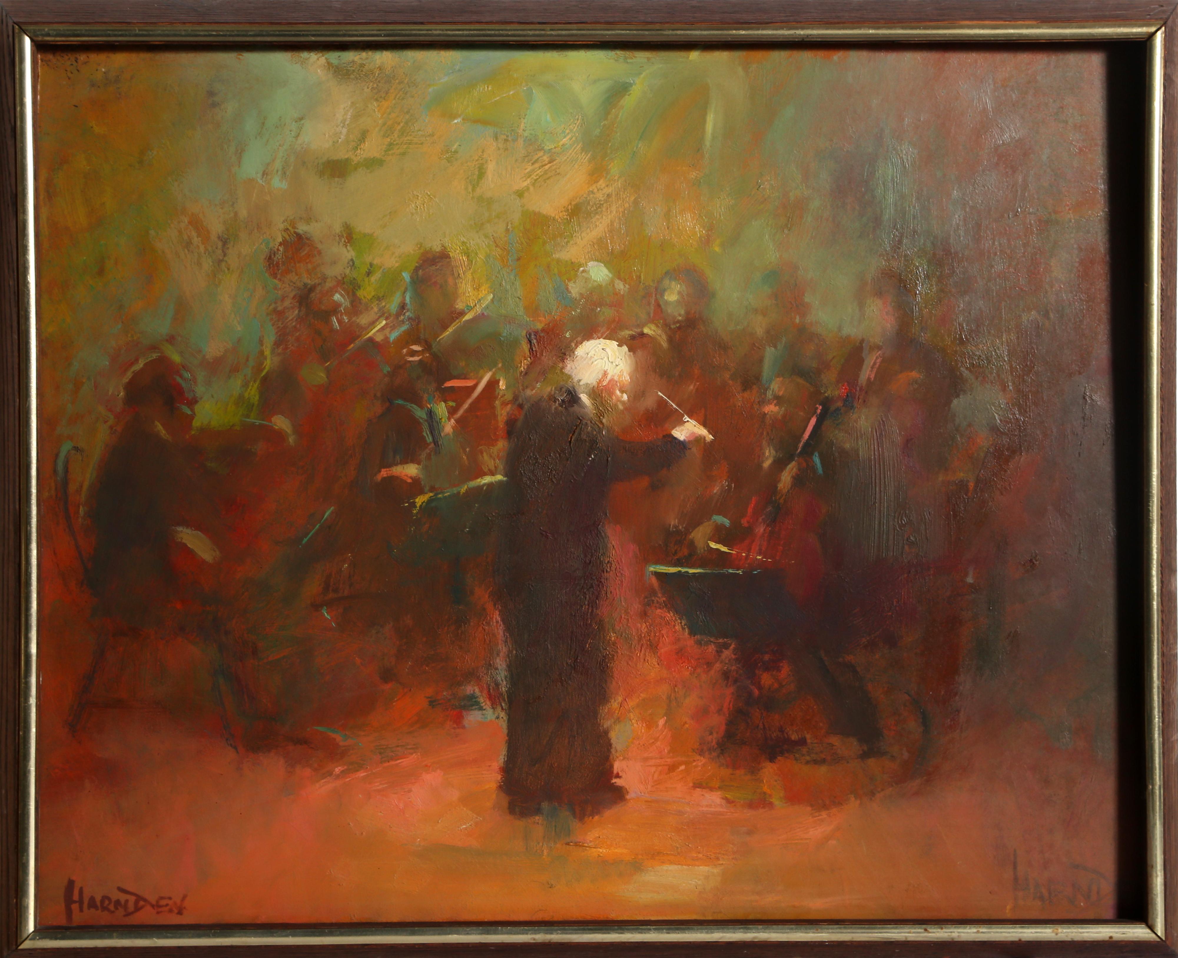 Conductor with Orchestra, Figurative Oil Painting by William Harnden