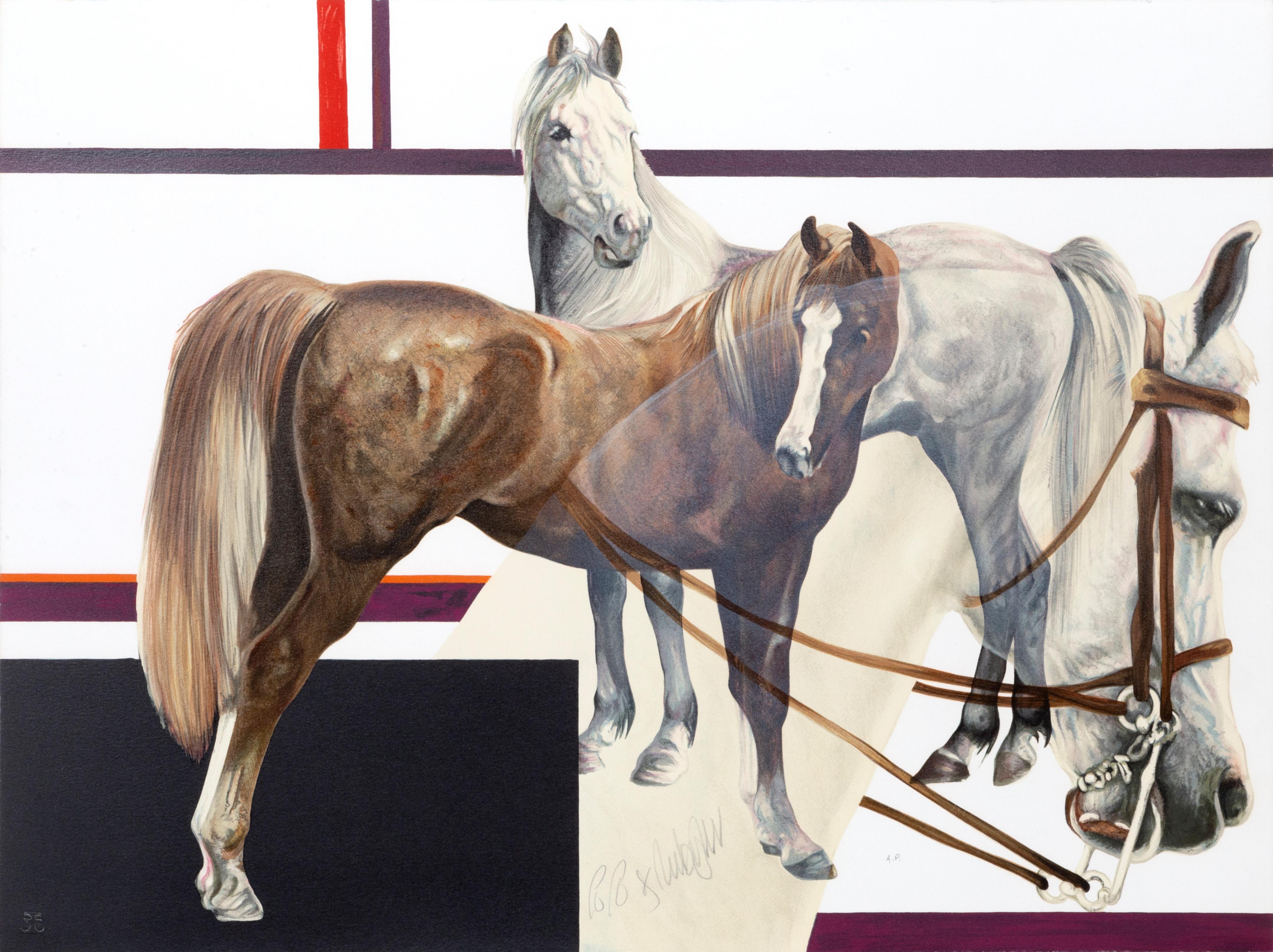 Lithographie « Horses » ( chevaux), Popo et Ruby Lee