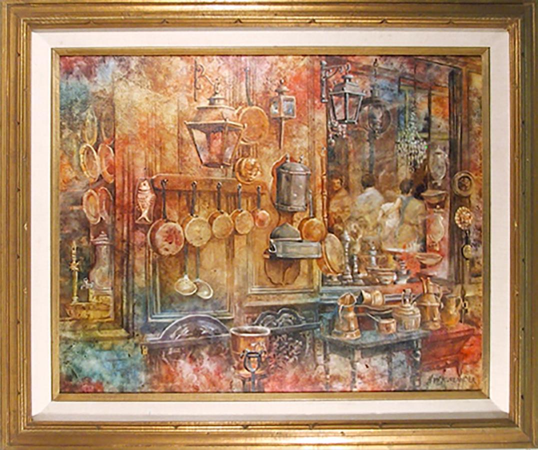 Künstler: Honey W. Kurlander, Amerikaner (1929 - )
Titel: Küche
Medium: Öl auf Leinwand, signiert v.l.n.r.
Größe: 23 x 29 Zoll
Rahmen: 31 x 37 Zoll