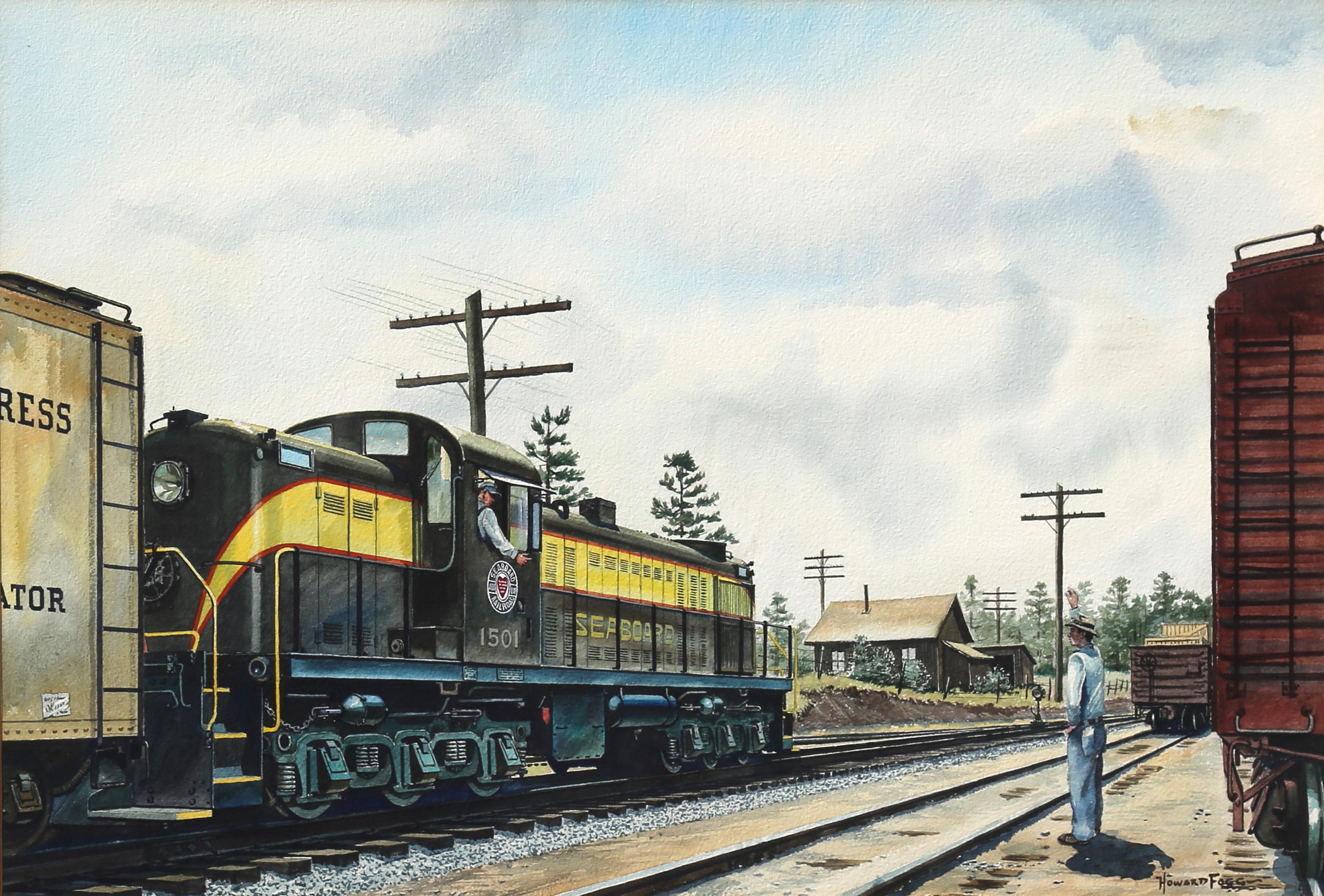 Howard Fogg Landscape Art - "Seaboard Railroad" Diesel Locomotive