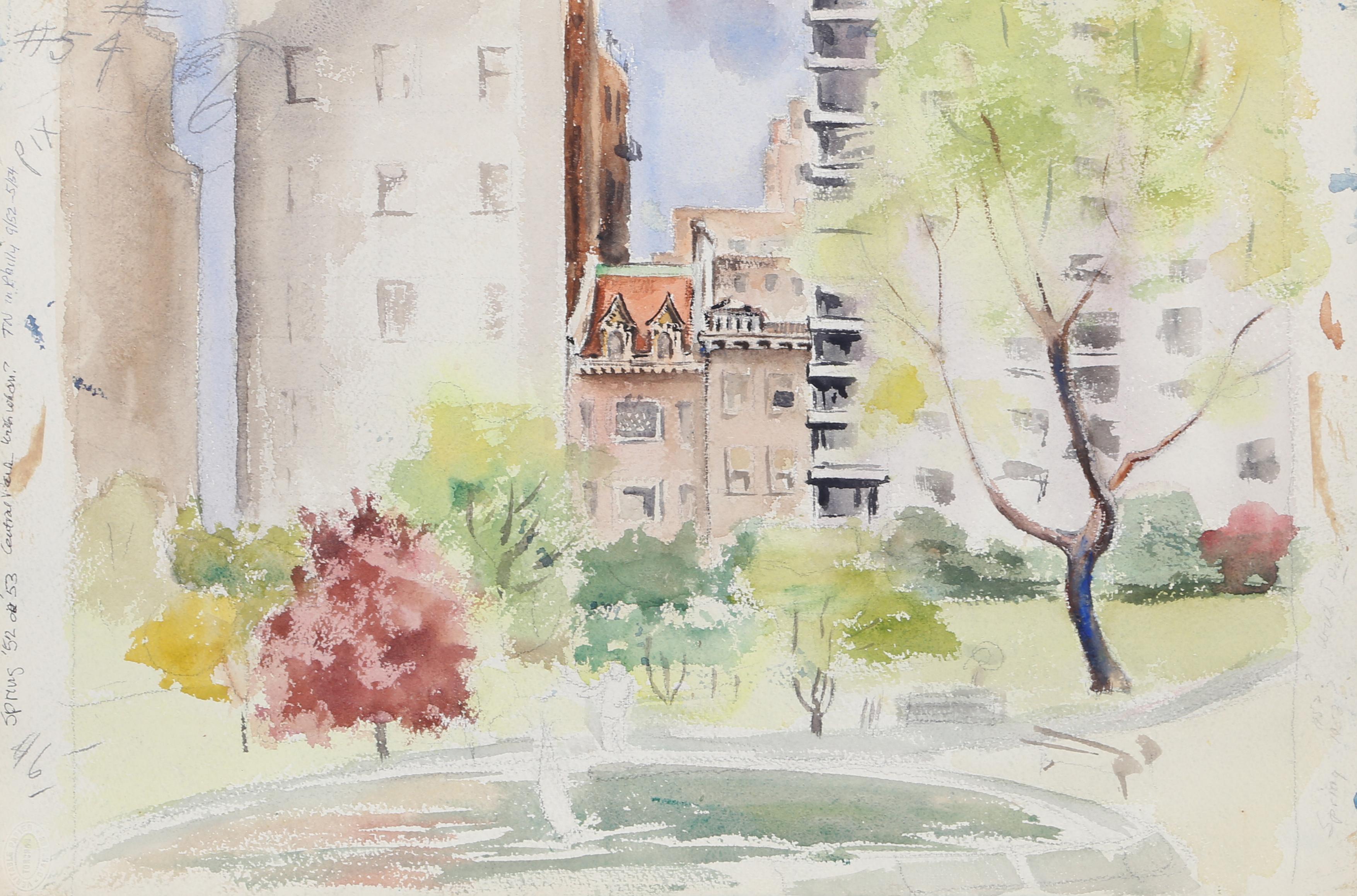 Artist: Eve Nethercott, American (1925 - )
Title: Hampton Bays (P6.63)
Year: 1958
Medium: Double-Sided Watercolor on Paper, annotated by the artist
Size: 15 x 22 in. (38.1 x 55.88 cm)

Other side 