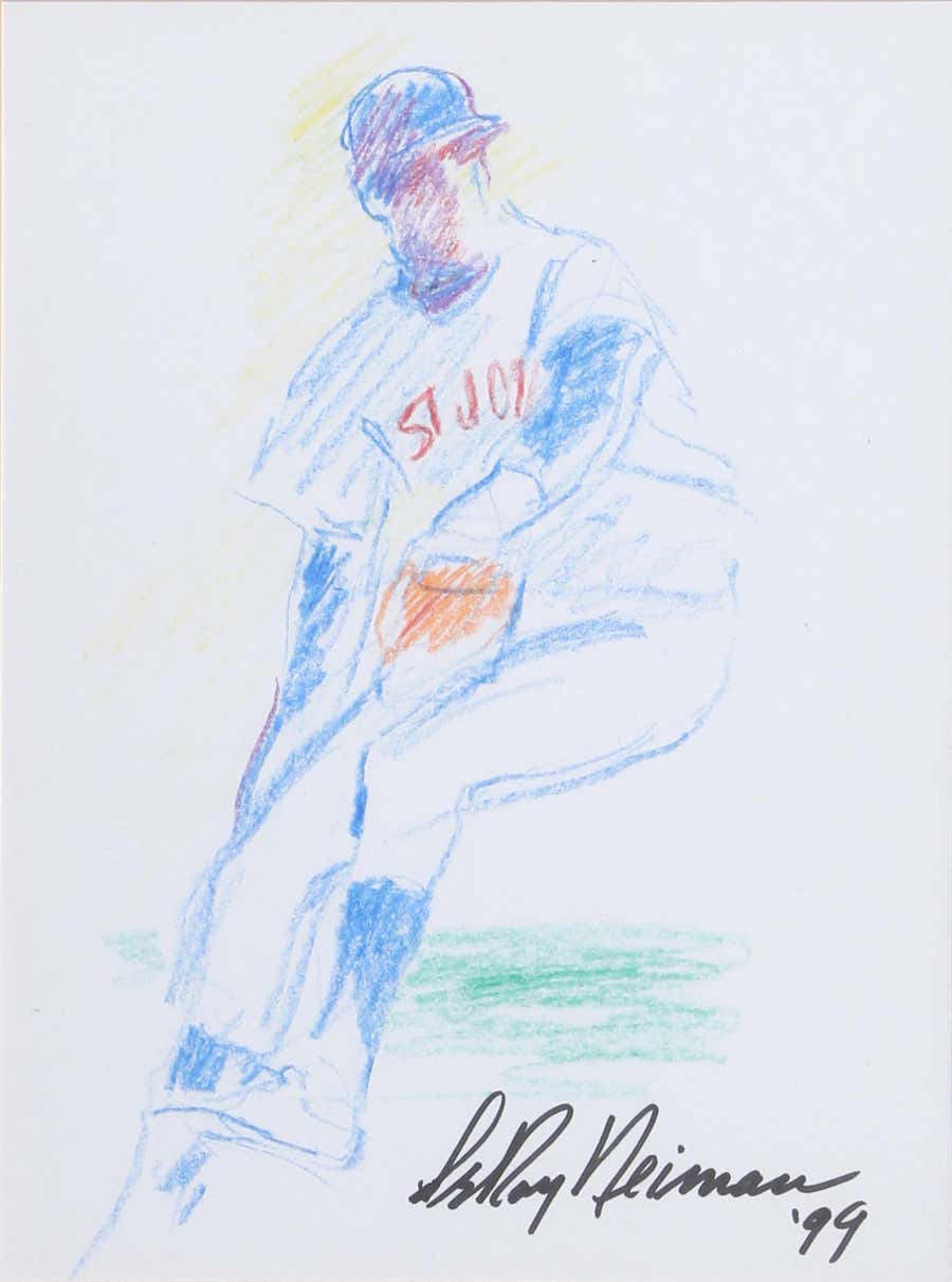 St. Johns Baseball Pitcher, Pop Art Drawing by LeRoy Neiman
