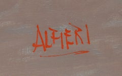 Bedouin Woman in Purple, Modern Framed Oil Painting by Philippe Alfieri