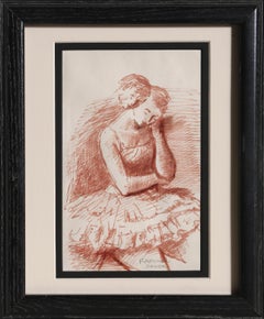 Bailarina pensativa, dibujo a tinta de Raphael Soyer