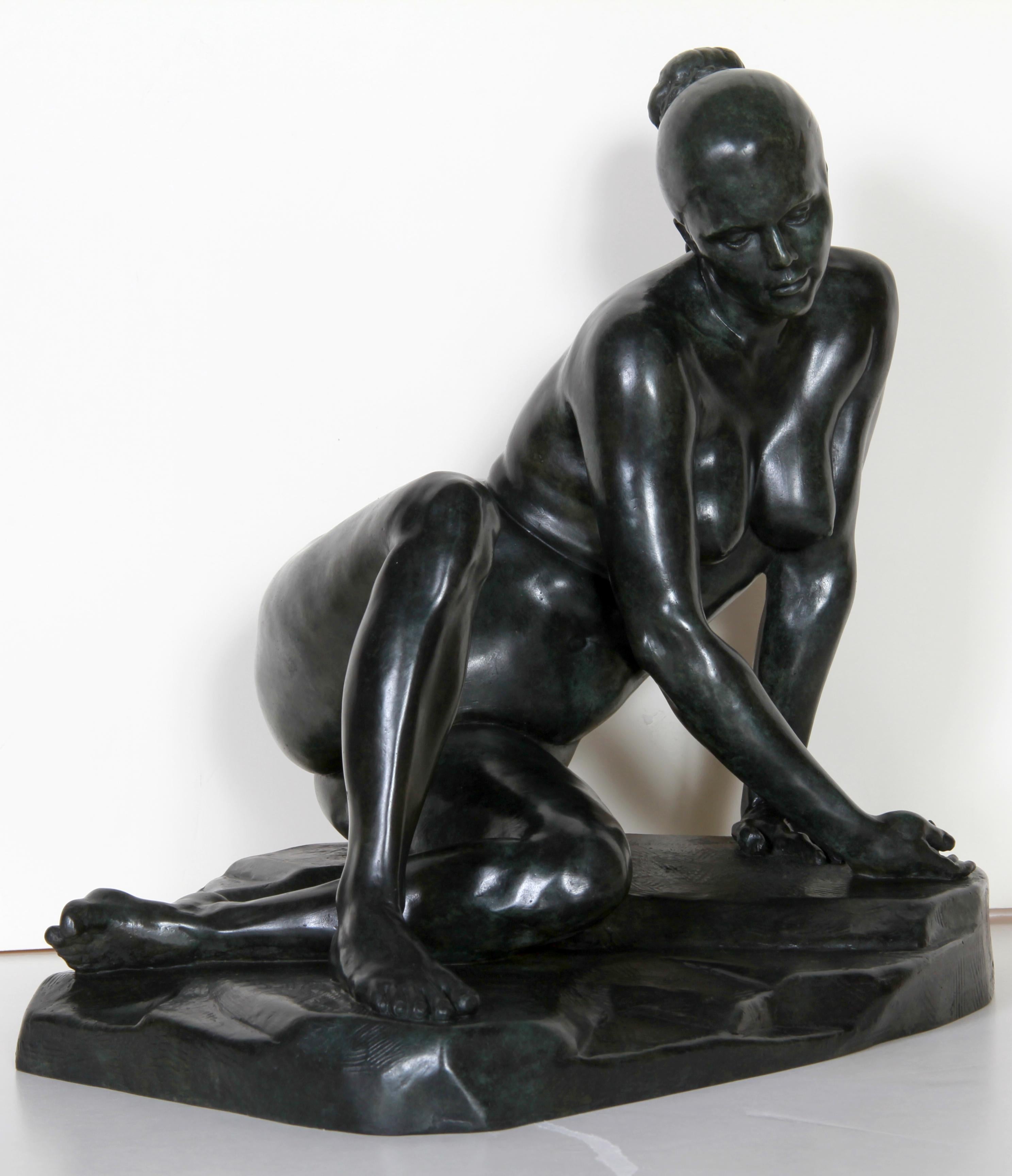 Seated Nude, Bronze Sculpture by Kuno Lange For Sale 1