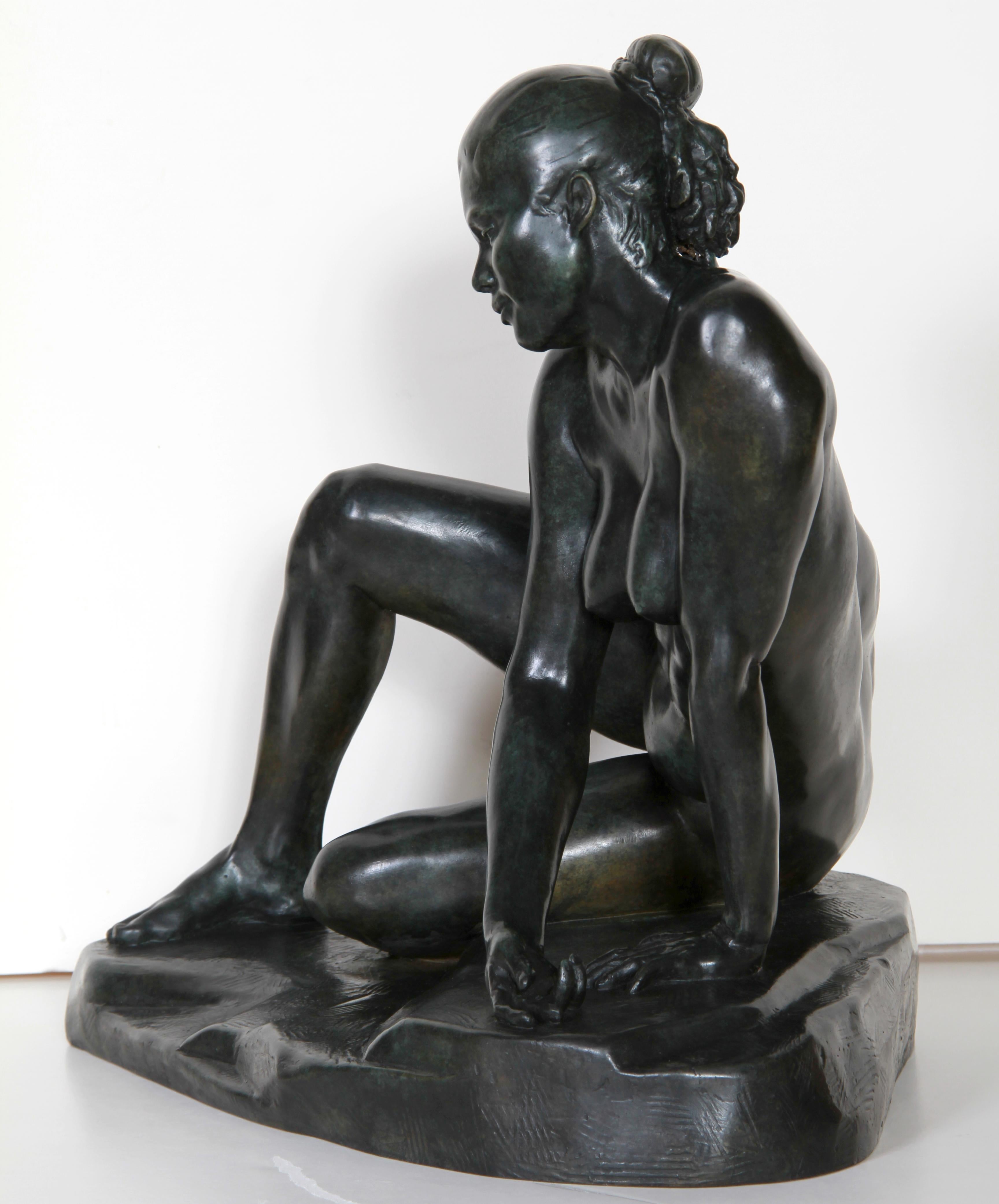 Seated Nude, Bronze Sculpture by Kuno Lange For Sale 2